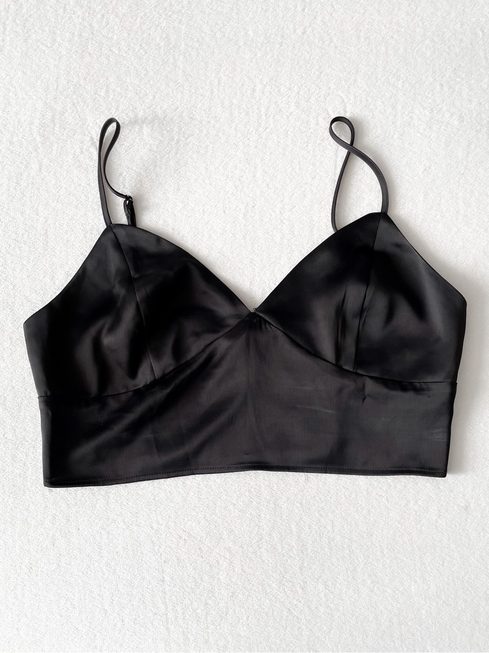 Garage Black Satin Longline Bralette Cami